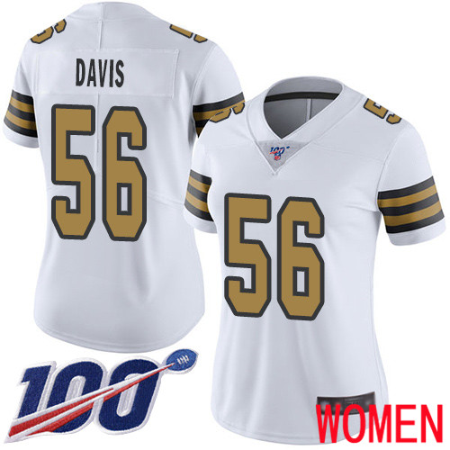 New Orleans Saints Limited White Women DeMario Davis Jersey NFL Football #56 100th Season Rush Vapor Untouchable Jersey->women nfl jersey->Women Jersey